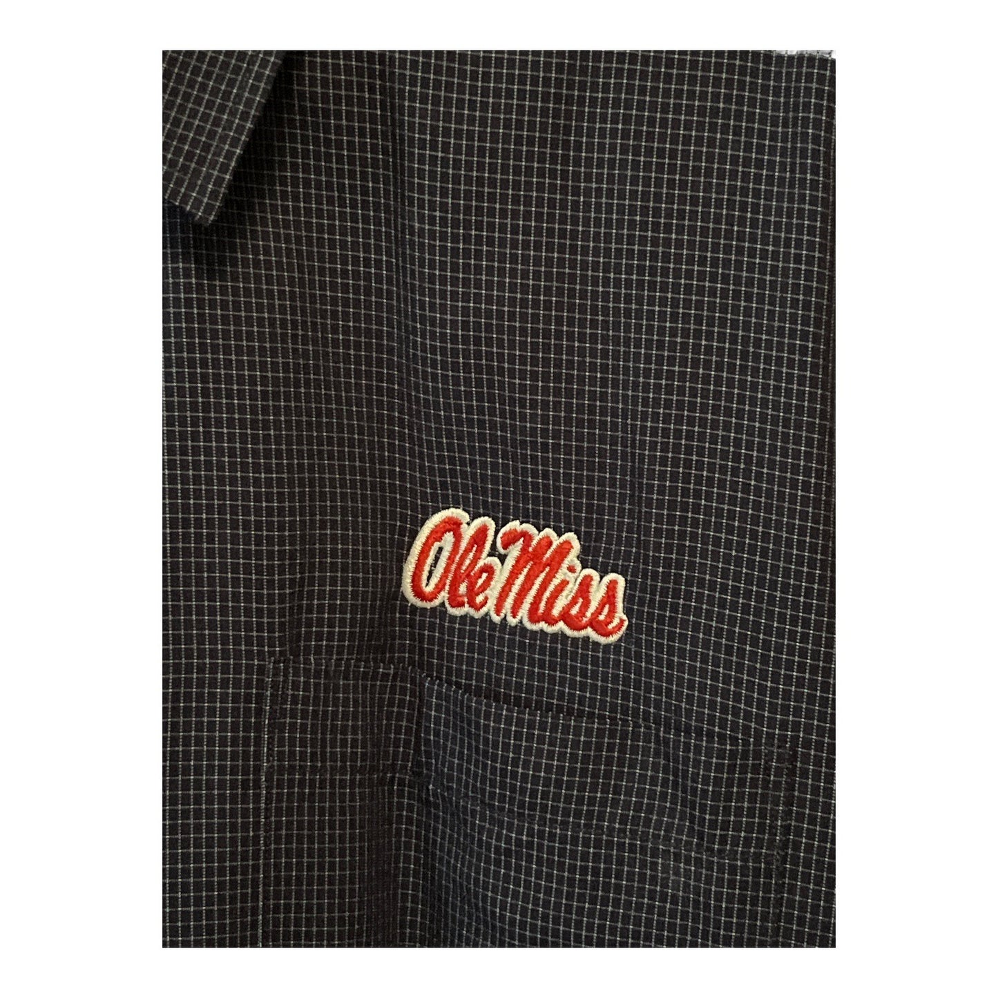 Cutter & Buck Ole Miss Rebels Button Down Shirt Mens XL Gray Check Short Sleeve