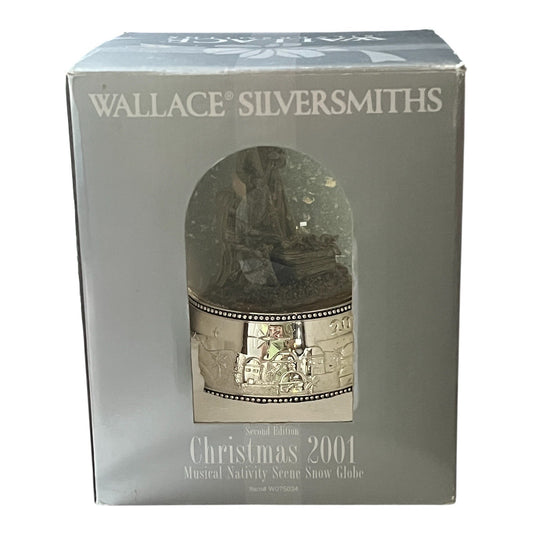 Wallace Silversmiths Christmas 2001 Musical Nativity Snow Globe – Second Edition – “O Little Town of Bethlehem”