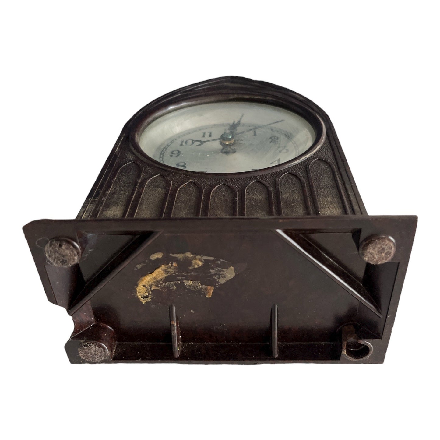 Vintage Linden Electric Clock – Gothic Cathedral Style Brown Bakelite Case – Made in USA – 7x5x3