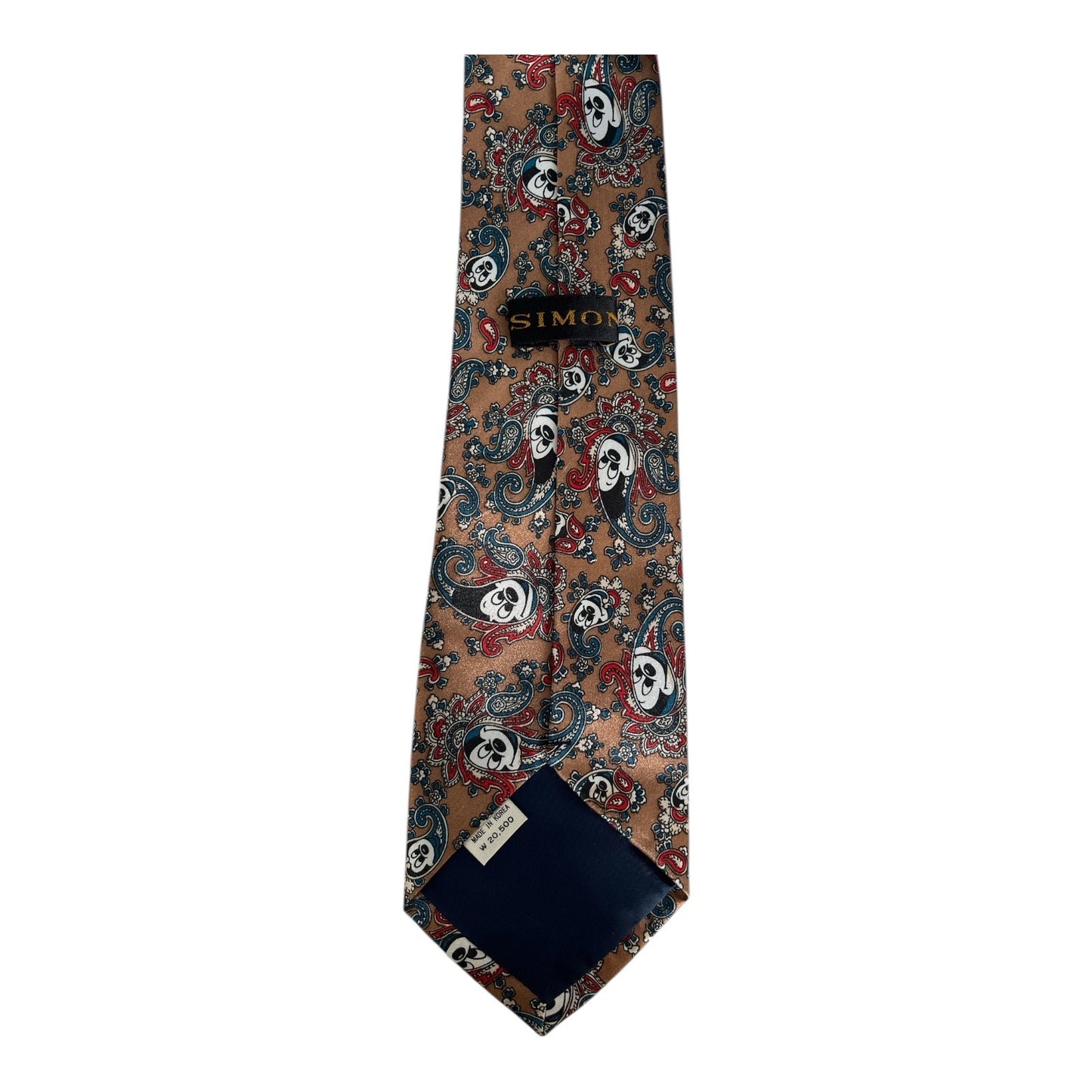 Vintage SIMON Mickey Mouse Hidden Mickey Paisley Silk Tie Brown Disney Novelty
