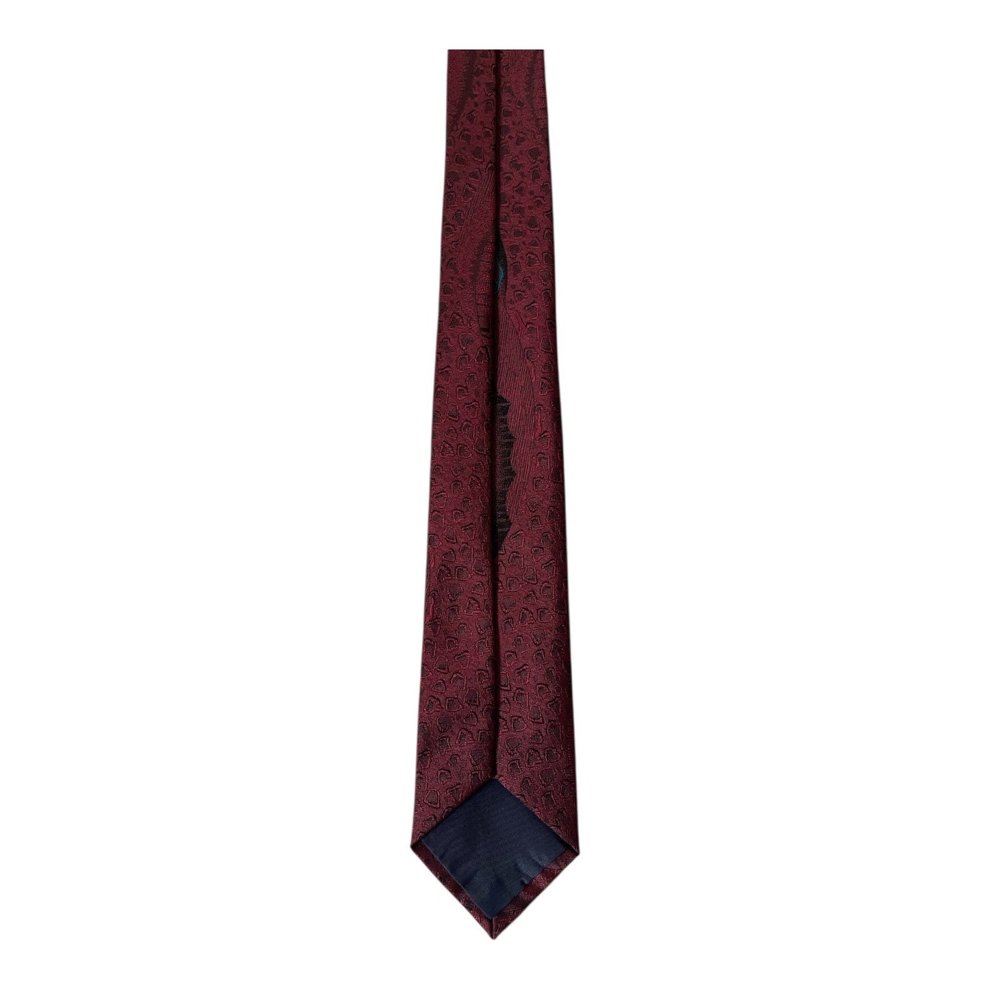 Surrey Sophisticates Maroon Geometric Peacock Feather Tie – 51” Silk Blend