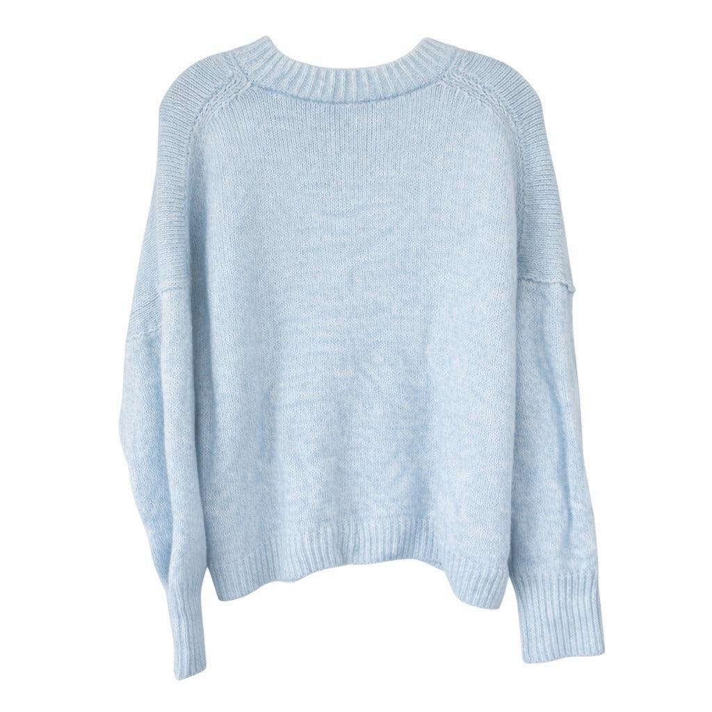 Abercrombie & Fitch Light Blue Knit Sweater XL Oversized Crewneck