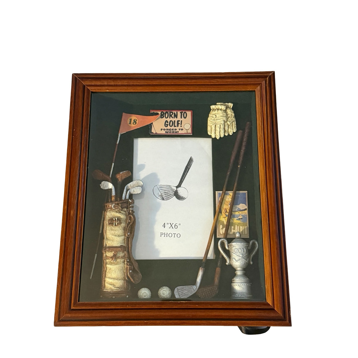 Golf Shadow Box Picture Frame 4x6 Miniature Clubs Trophy Golfer Gift 3D Decor
