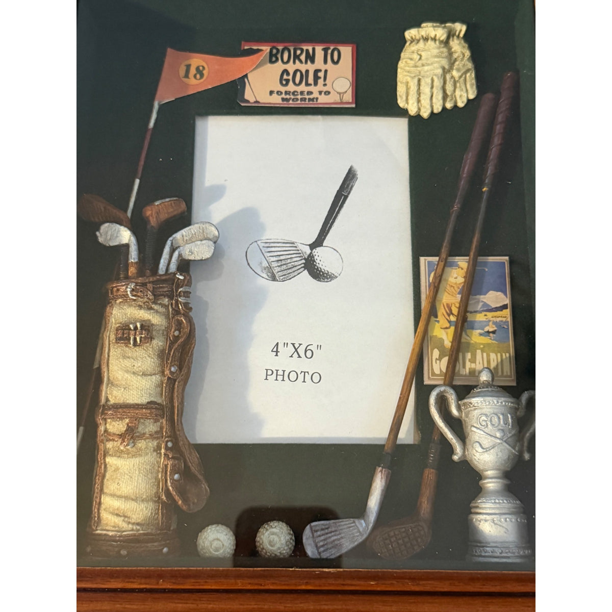 Golf Shadow Box Picture Frame 4x6 Miniature Clubs Trophy Golfer Gift 3D Decor