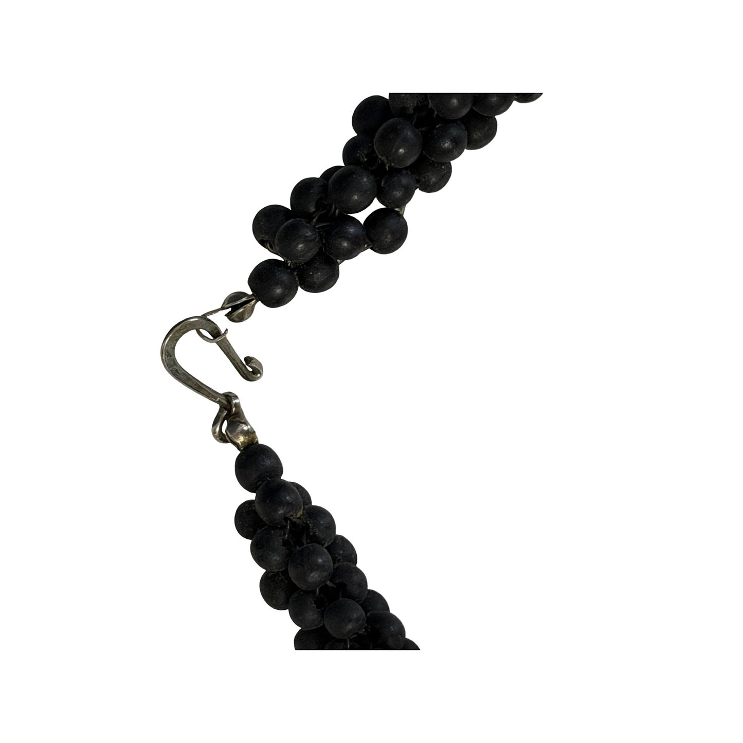 Vintage Black Carved Wood Animal Necklace Tribal Folk Art Statement Necklace 18"