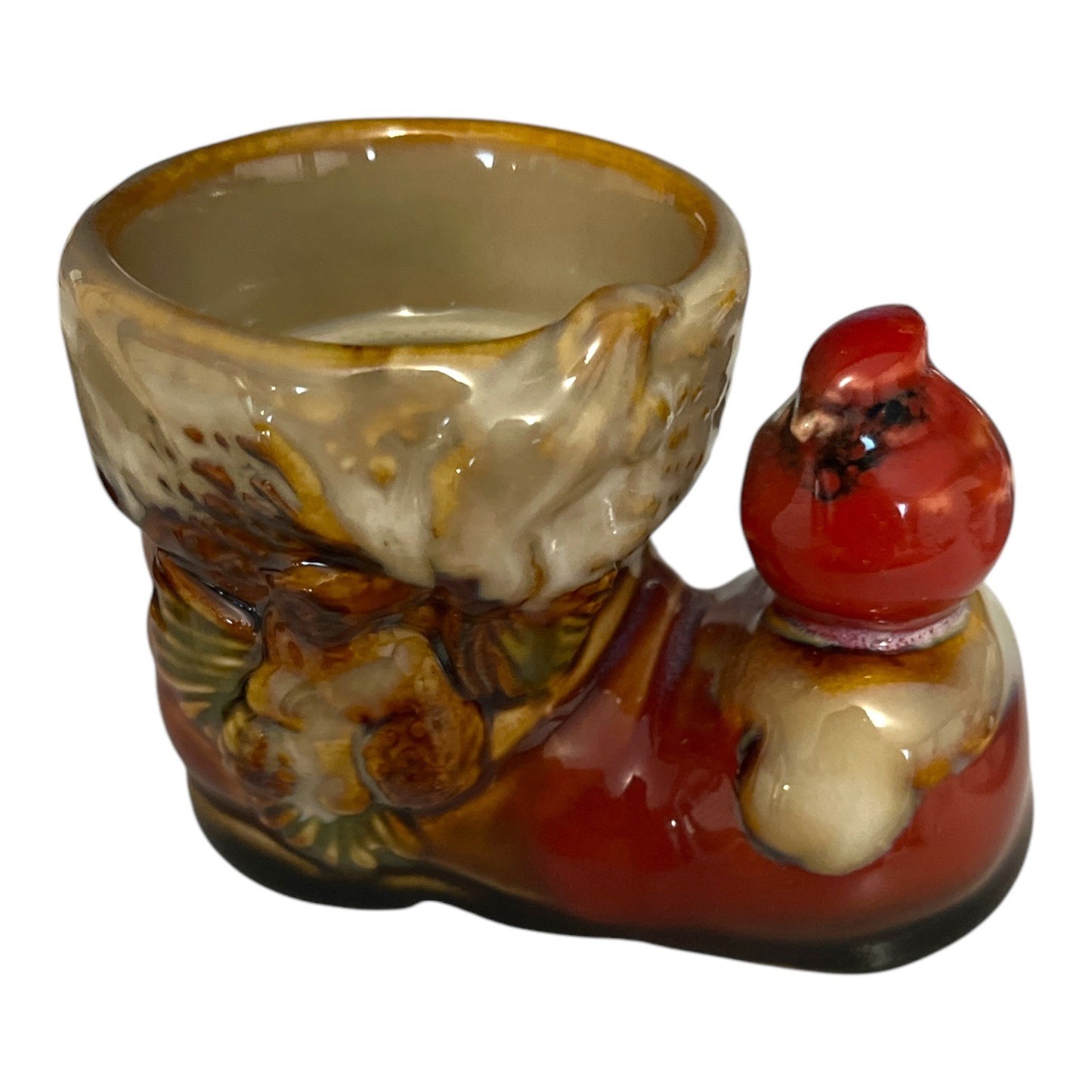 VTG Kirkland's Cardinal on Santa Claus Boot Tealight Holder – Rustic Festive Decor