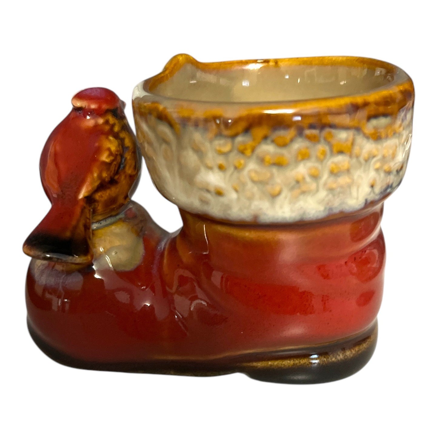 VTG Kirkland's Cardinal on Santa Claus Boot Tealight Holder – Rustic Festive Decor