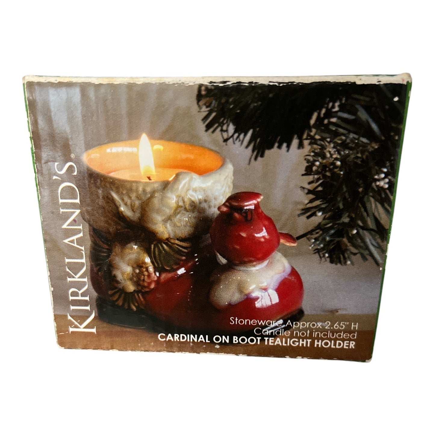 VTG Kirkland's Cardinal on Santa Claus Boot Tealight Holder – Rustic Festive Decor