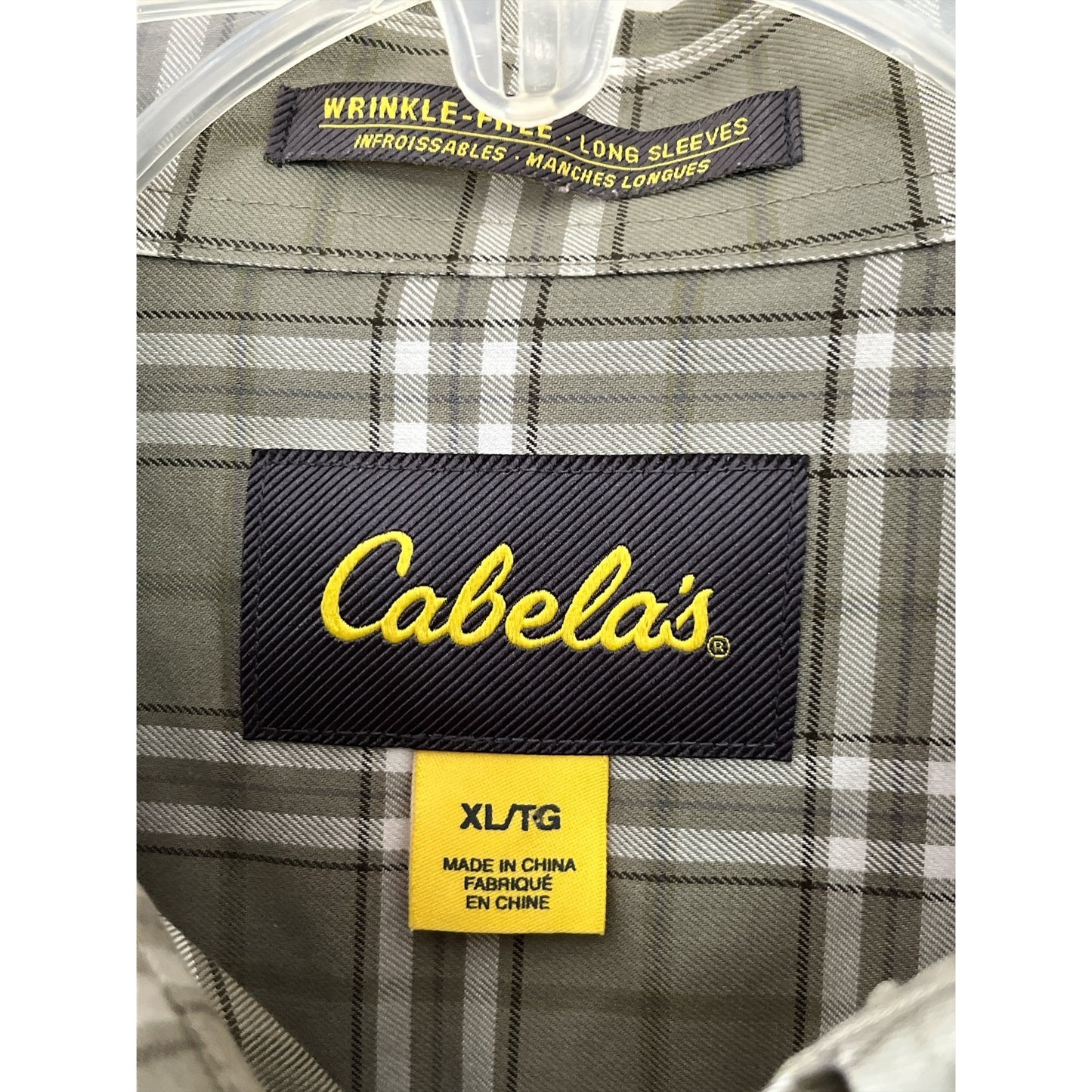 Cabela’s Men’s XL Wrinkle-Free Plaid Button-Down Shirt – Long Sleeve 100% Cotton