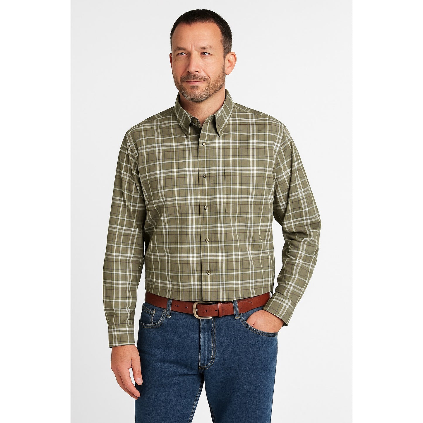 Cabela’s Men’s XL Wrinkle-Free Plaid Button-Down Shirt – Long Sleeve 100% Cotton