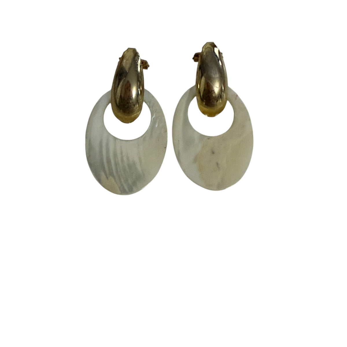 Vintage 1980s Moonglow Lucite Door Knocker Clip On Earrings Gold Tone