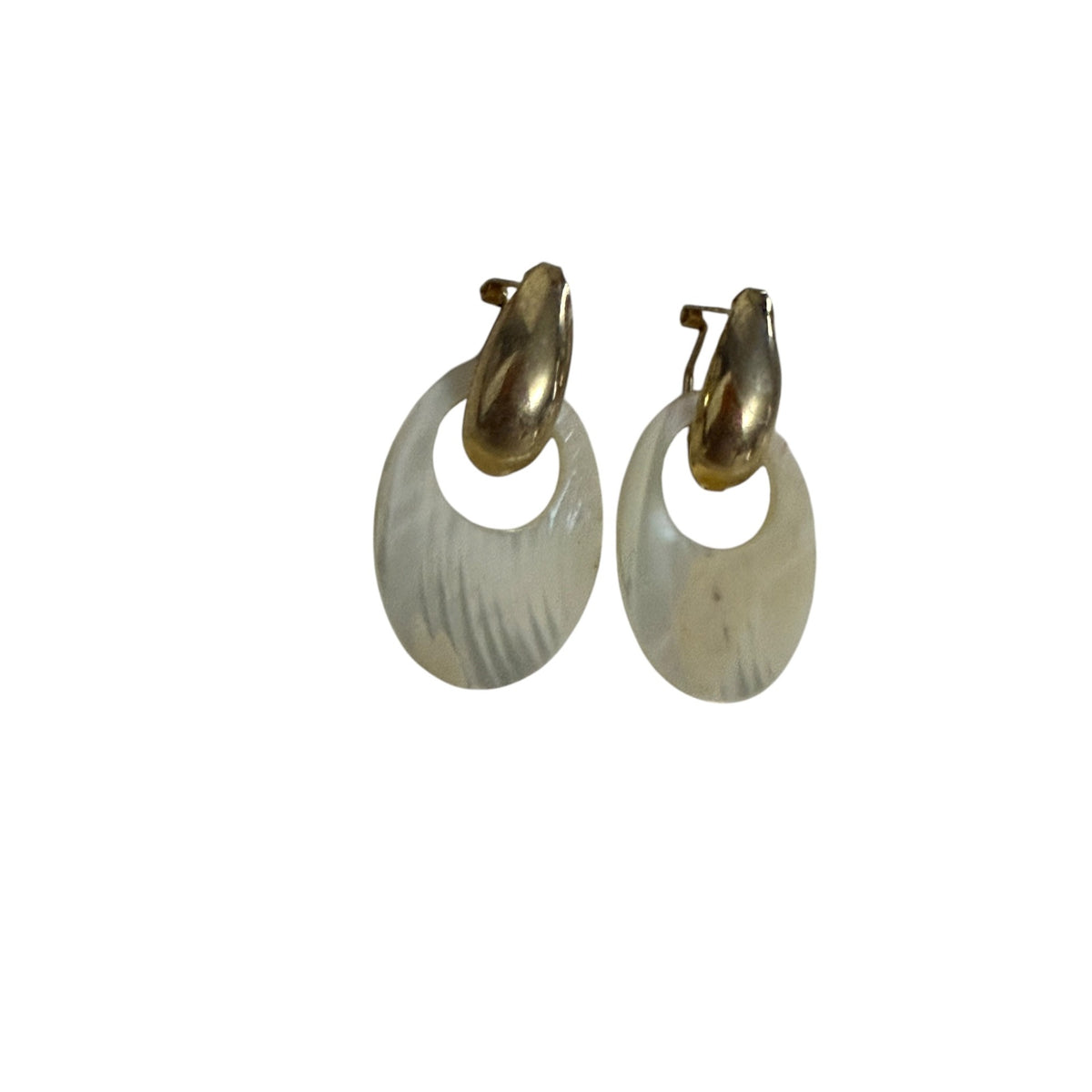 Vintage 1980s Moonglow Lucite Door Knocker Clip On Earrings Gold Tone