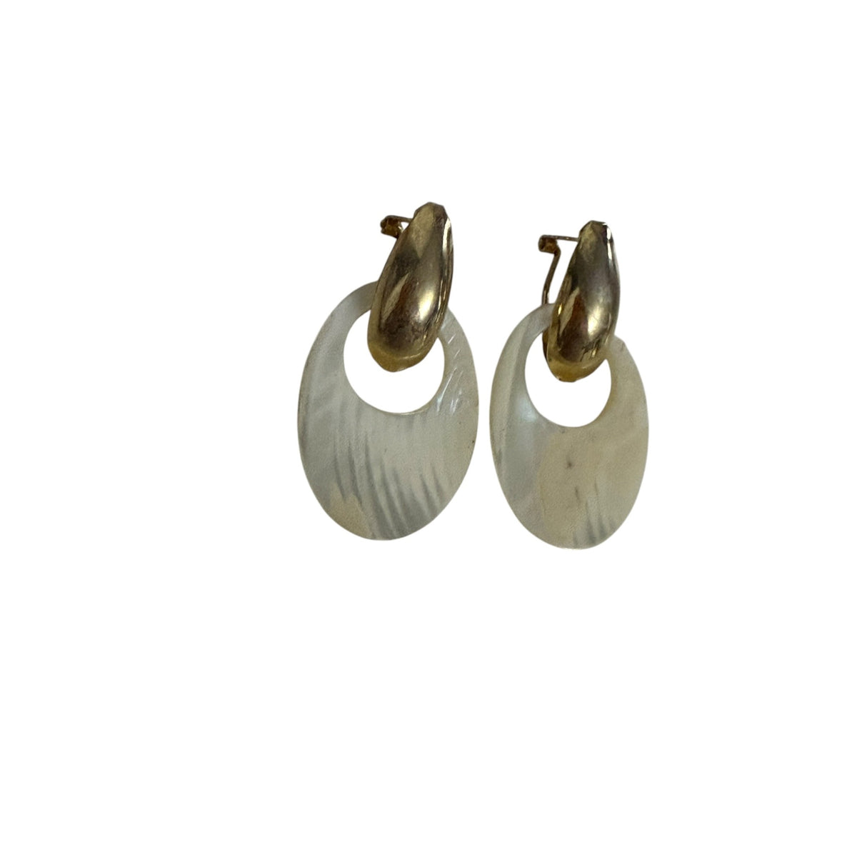 Vintage 1980s Moonglow Lucite Door Knocker Clip On Earrings Gold Tone