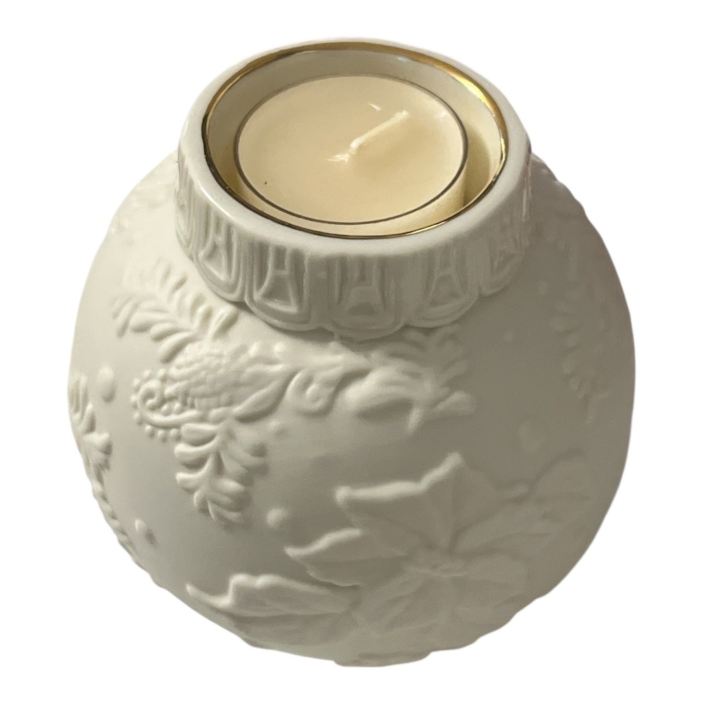 Lenox Ornamental Glow Poinsettia Votive Candle Holder 4 Inch Ivory Porcelain