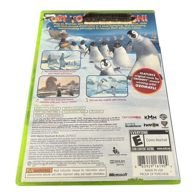 Xbox 360 Happy Feet Two Game Complete CIB Tested Working WB Games