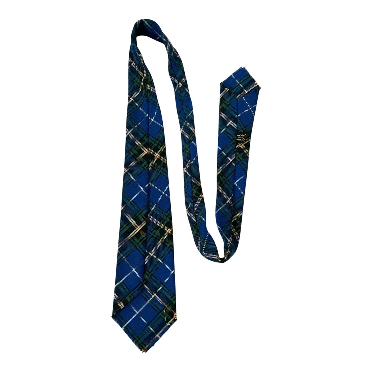 Vintage Inveresk Tartan Necktie – Blue & Green Plaid