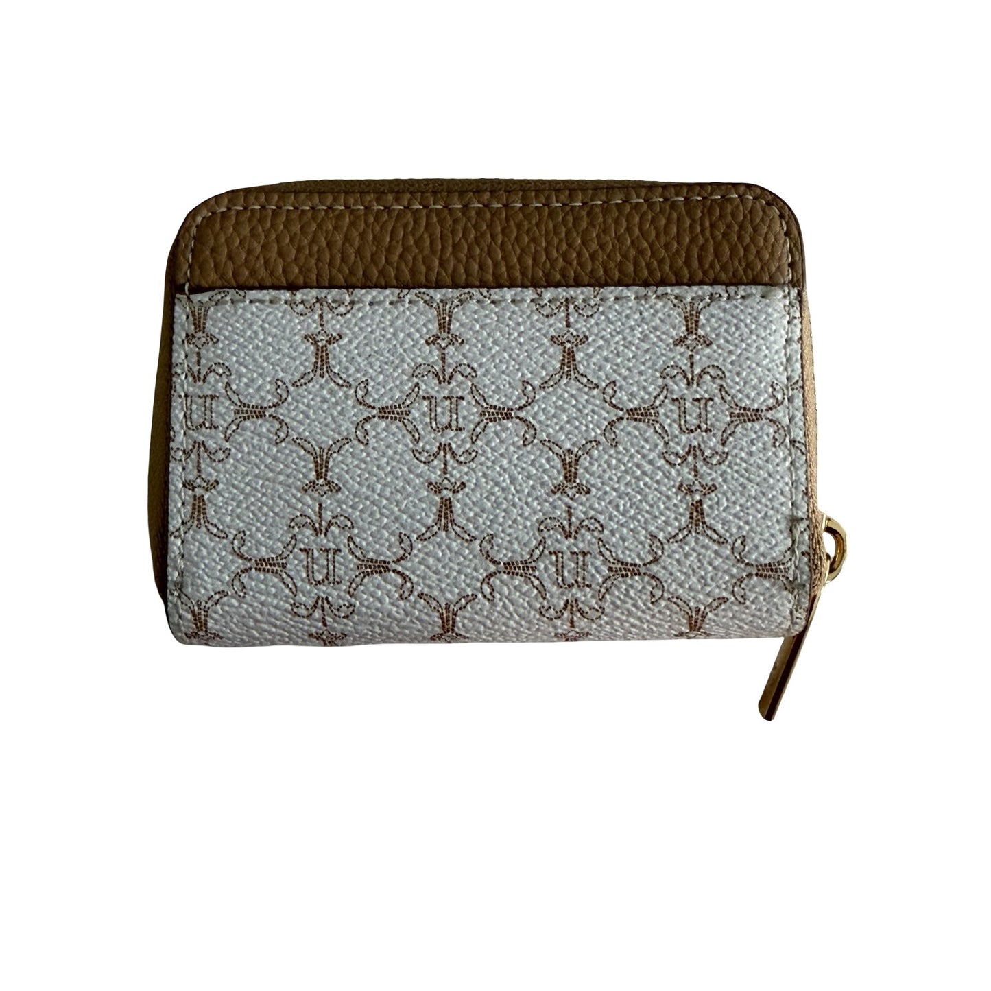 Nanette Lepore Monogram Zip Around Accordion Card Holder Wallet Cream Taupe