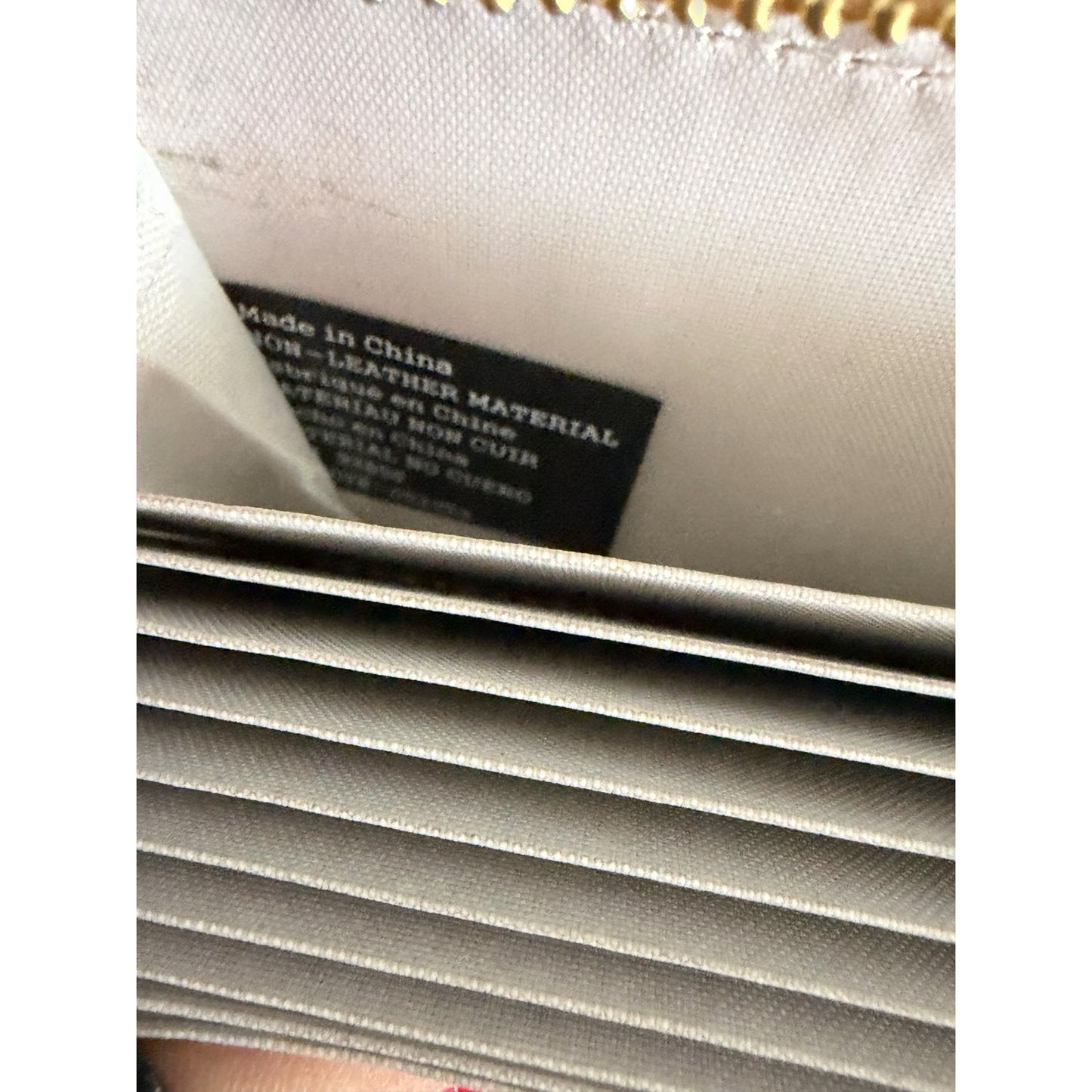 Nanette Lepore Monogram Zip Around Accordion Card Holder Wallet Cream Taupe