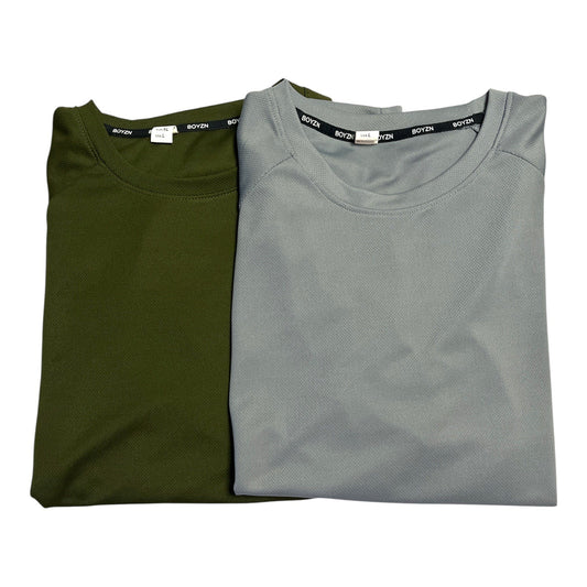 BOYZN Men's Size L (USA) Athletic T-Shirts – Olive Green & Gray – Reflective Stripe – 46” Chest