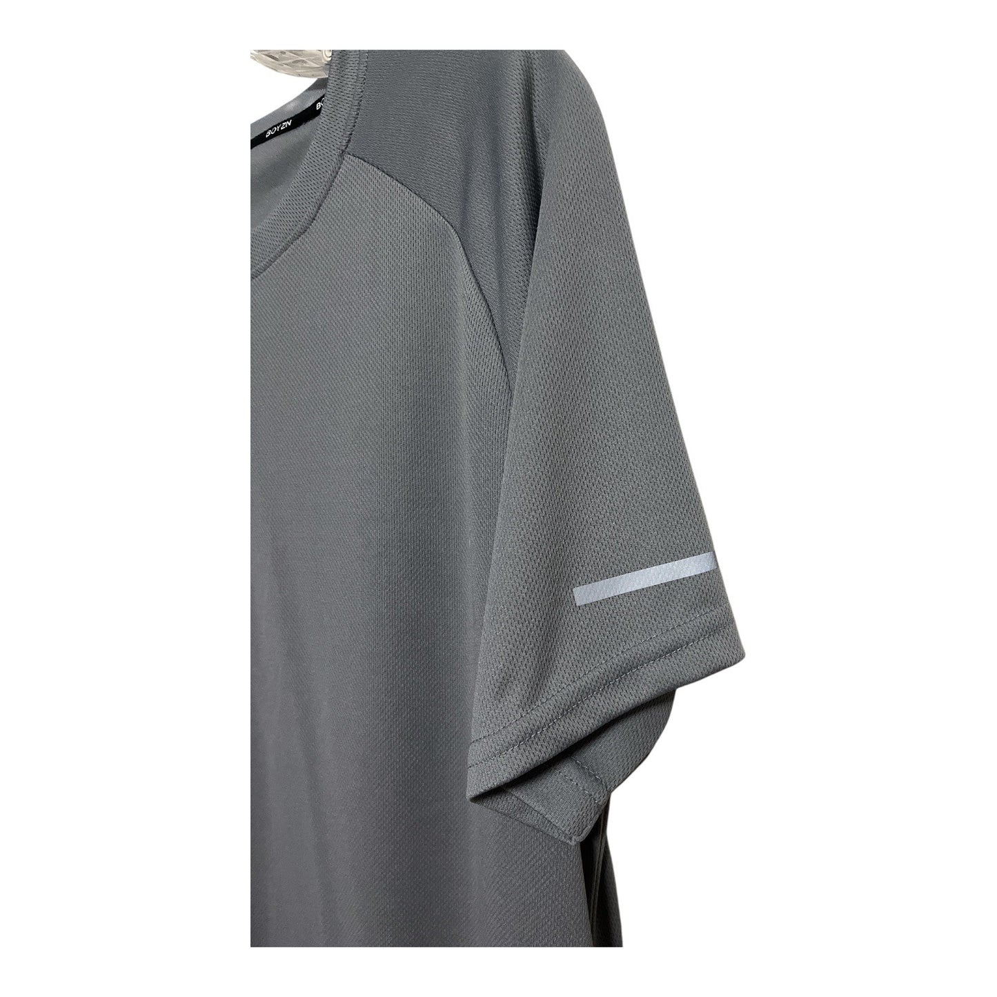 BOYZN Men's Size L (USA) Athletic T-Shirts – Olive Green & Gray – Reflective Stripe – 46” Chest