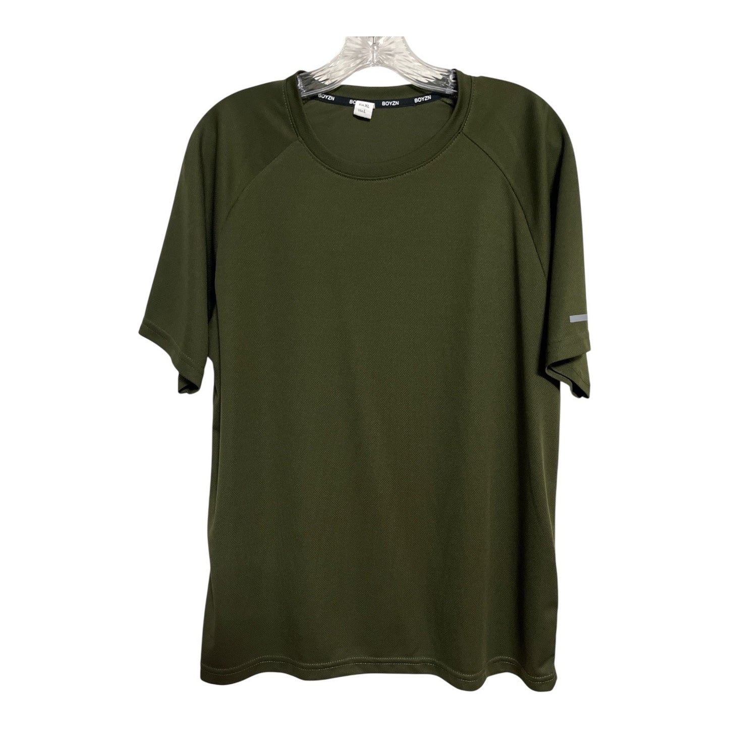 BOYZN Men's Size L (USA) Athletic T-Shirts – Olive Green & Gray – Reflective Stripe – 46” Chest