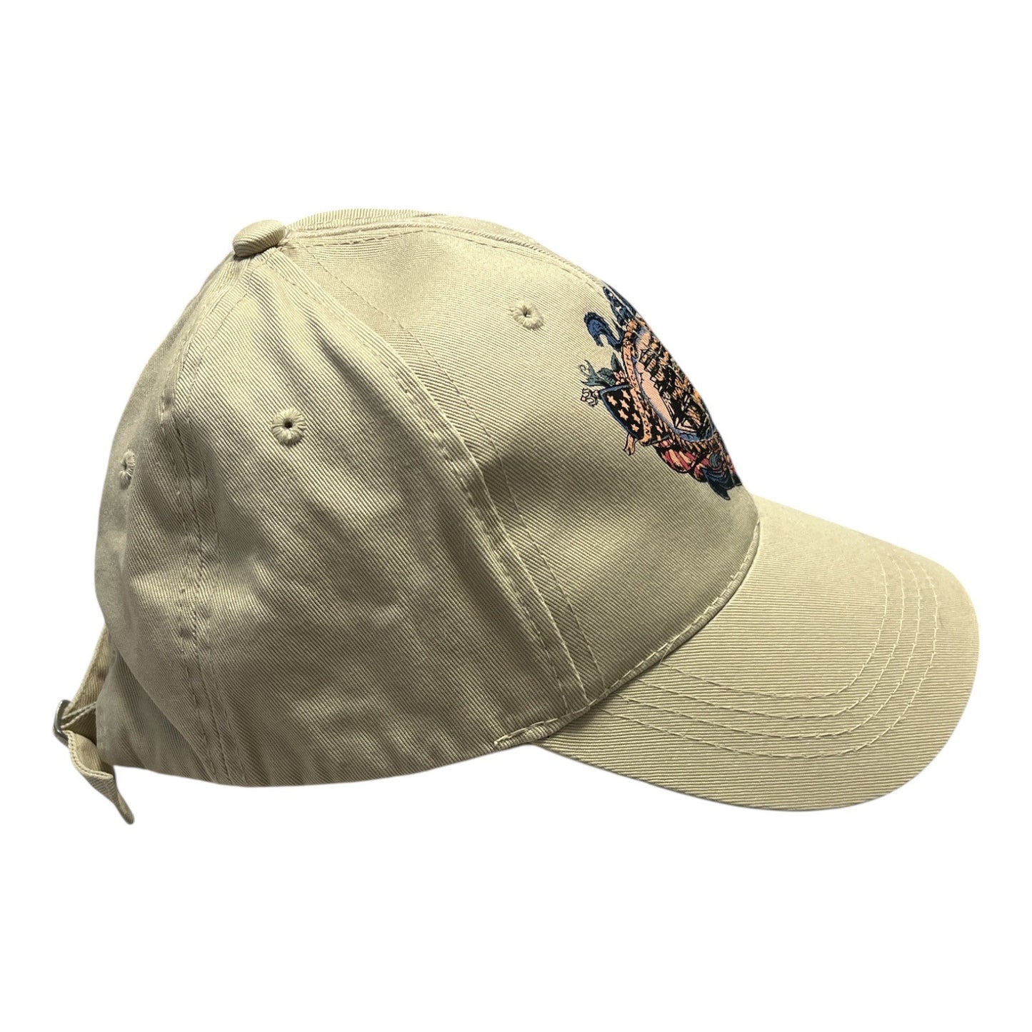 Vintage Y2K West Marine Nautical Crest Hat – Beige Cotton Adjustable Cap – Ship & Flags Embroidery