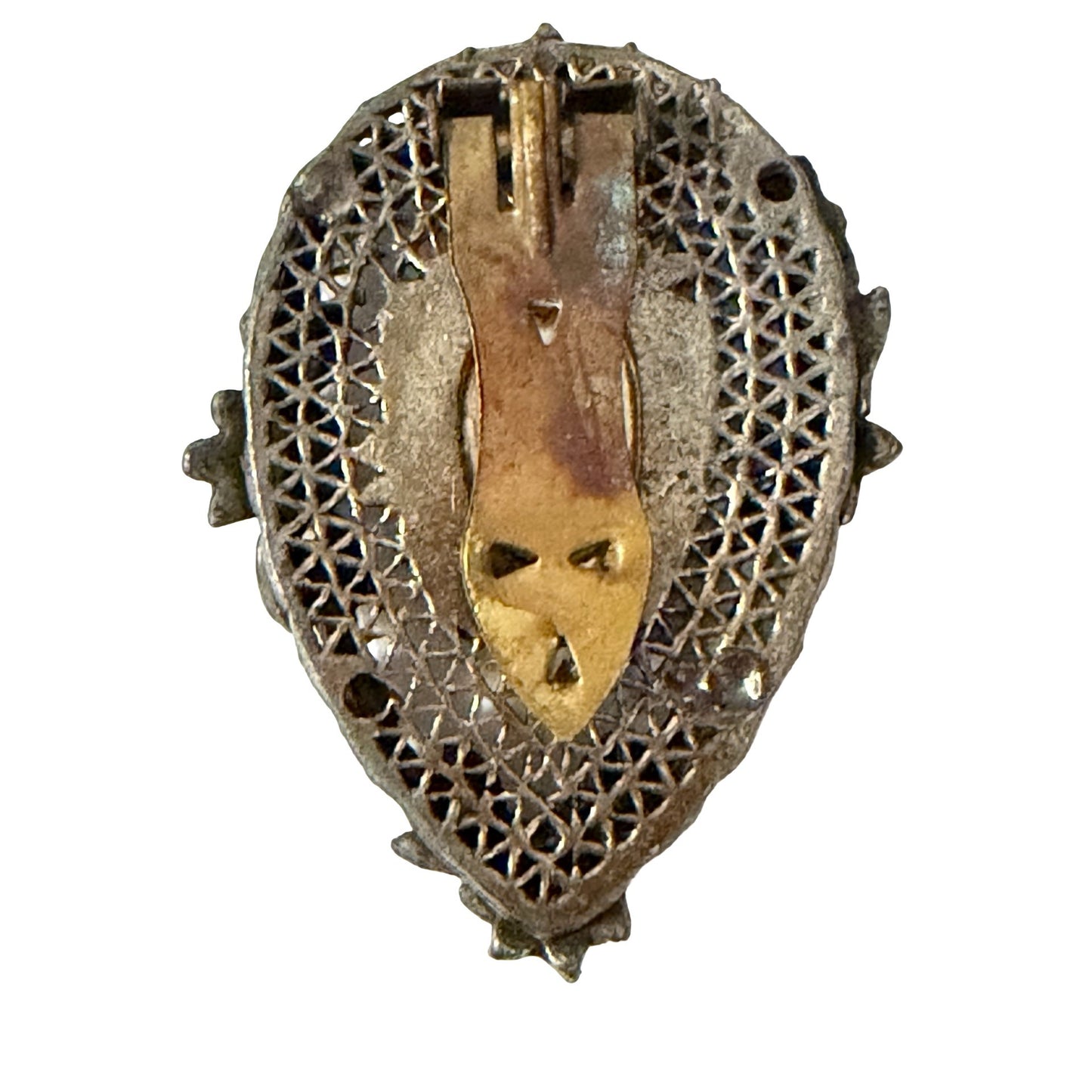Vintage Faux Pearl Dress Clip Ornate Filigree Floral Silver Tone Sweater Clip