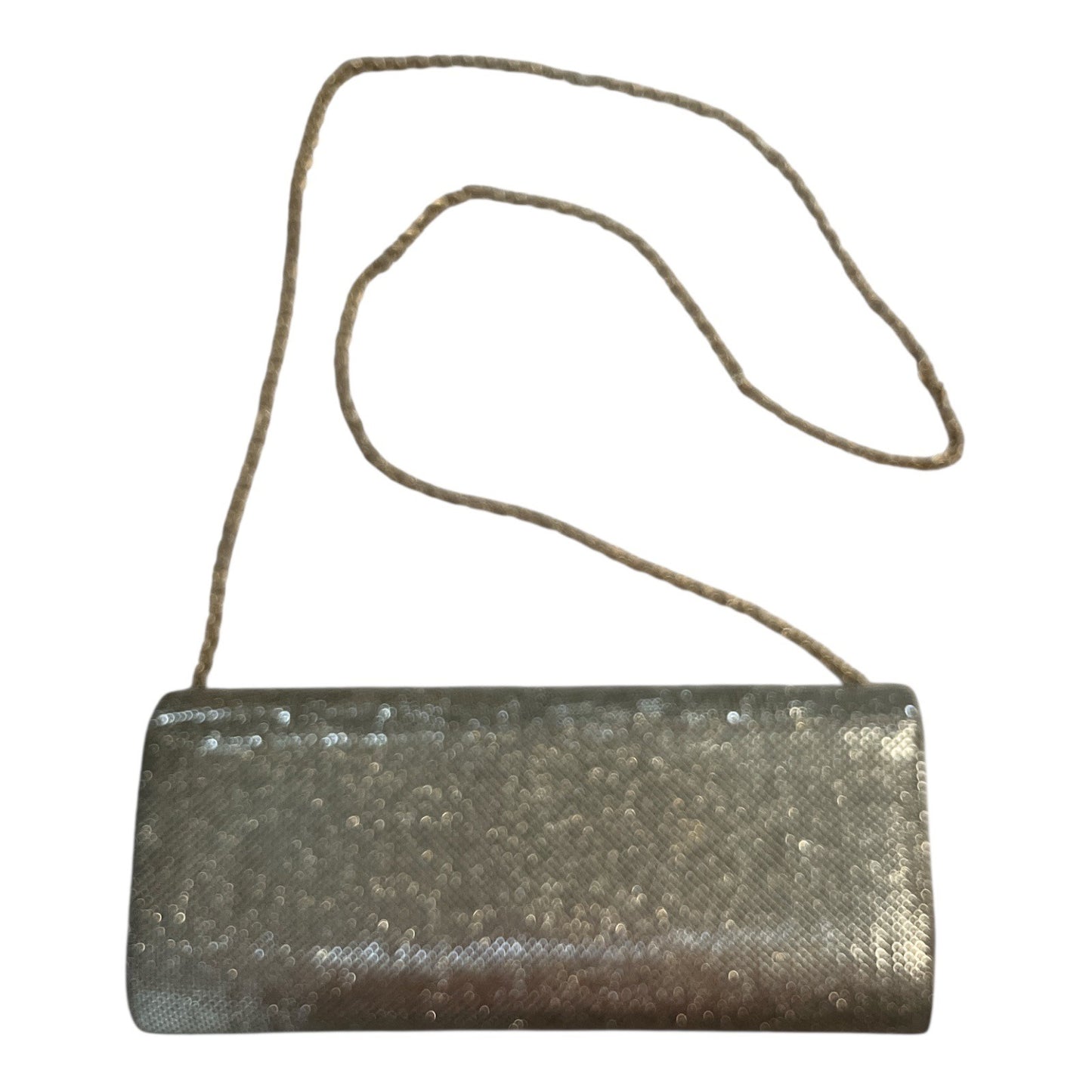 Jessica McClintock Metallic Clutch Purse | Gold Chain Strap Evening Bag | 4.25 x 10”