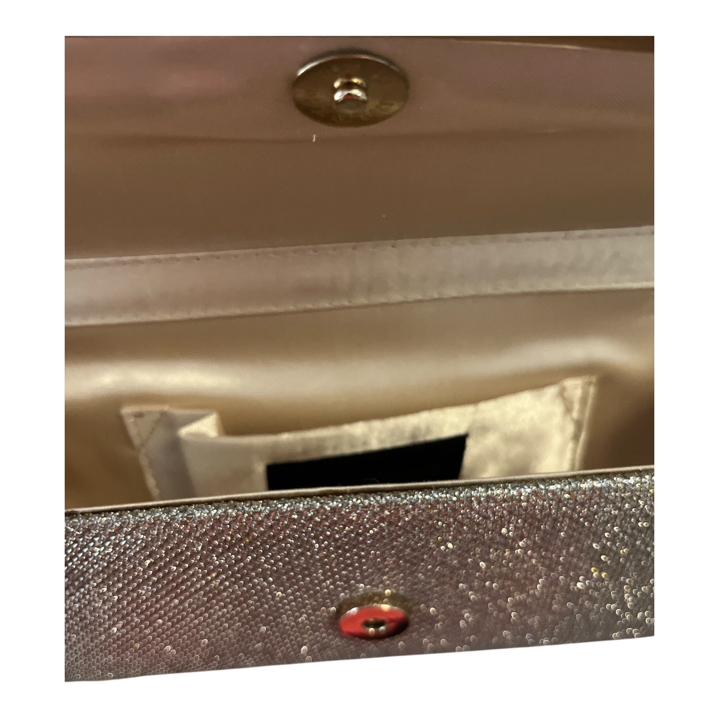 Jessica McClintock Metallic Clutch Purse | Gold Chain Strap Evening Bag | 4.25 x 10”