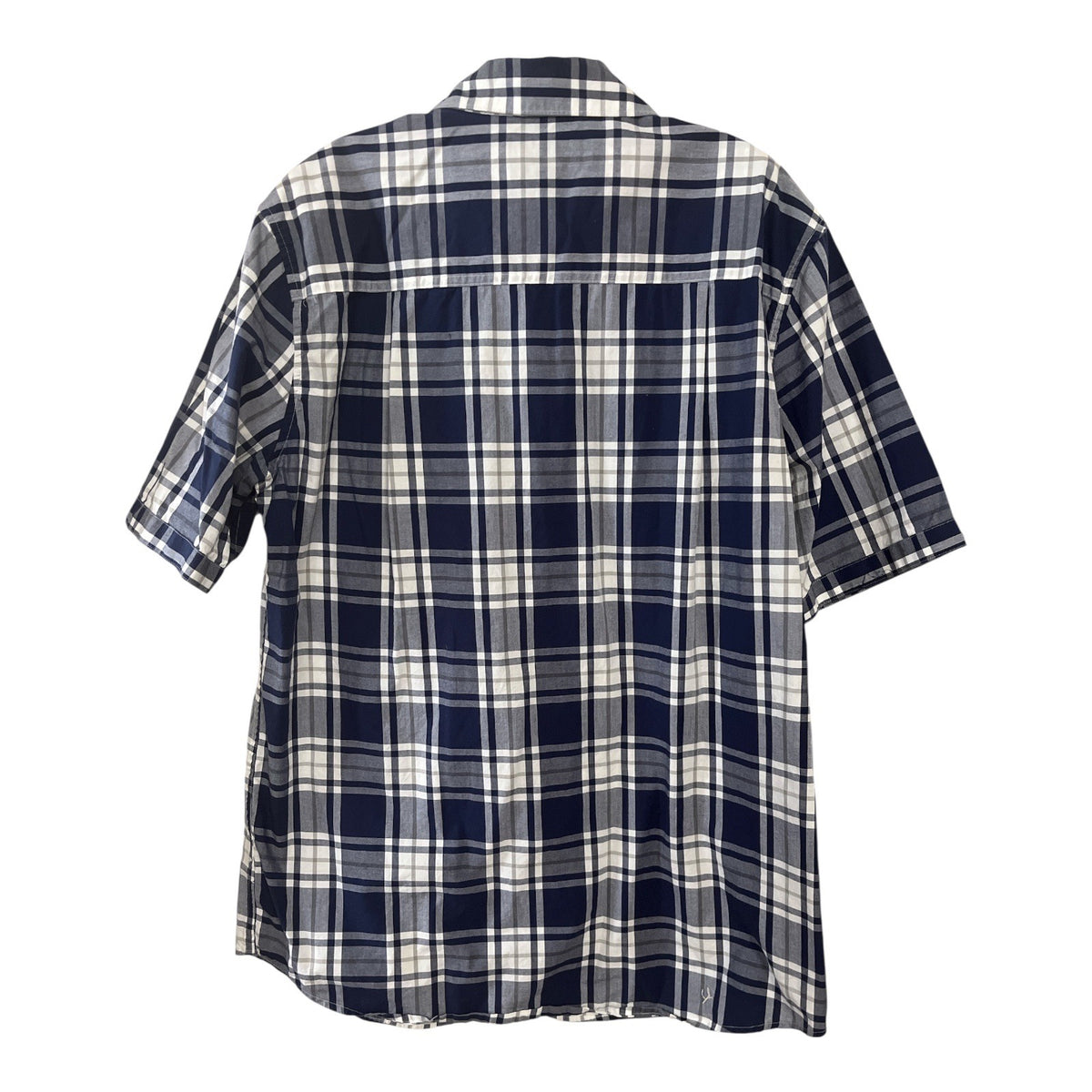 The Foundry Supply Co Mens Plaid Short Sleeve Button Down Shirt Large Navy Gray