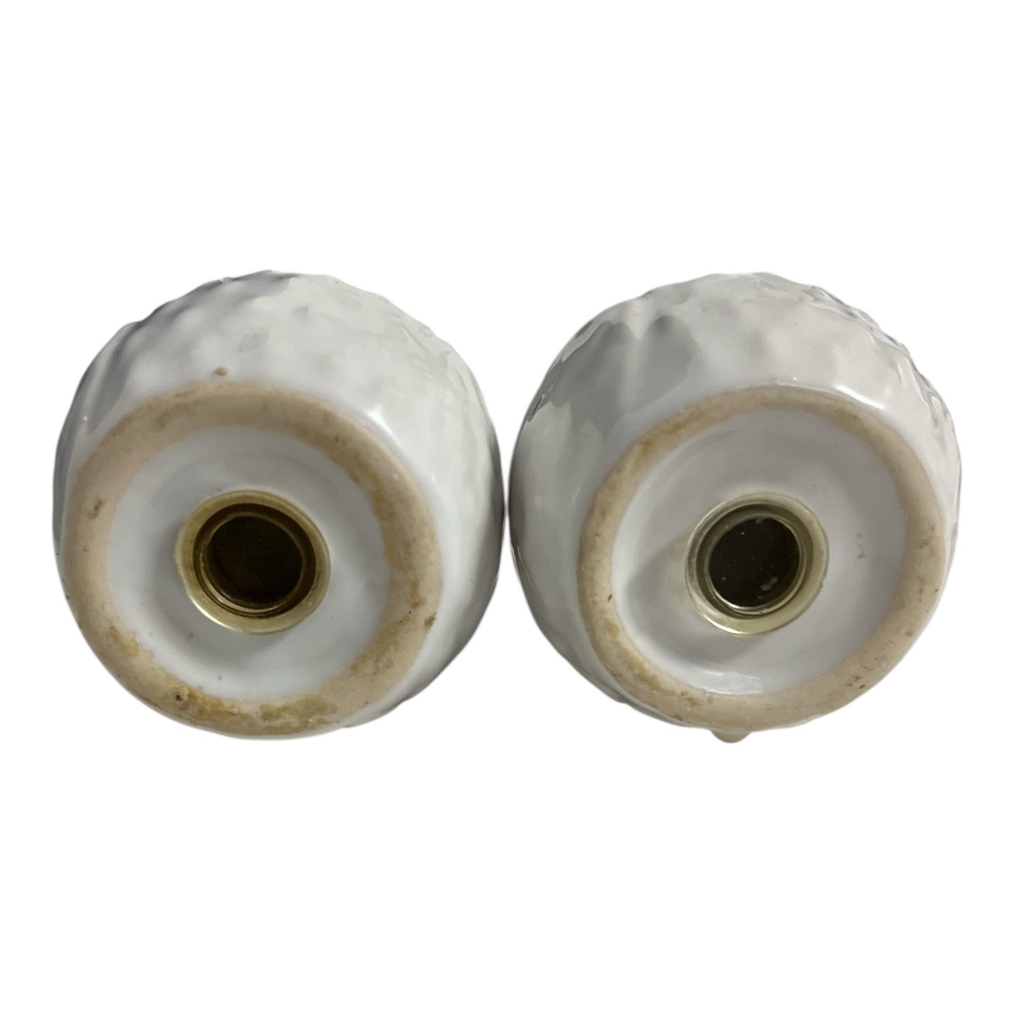 White Ceramic Owl Salt and Pepper Shakers – 3x2 Vintage Set with Loose Stoppers