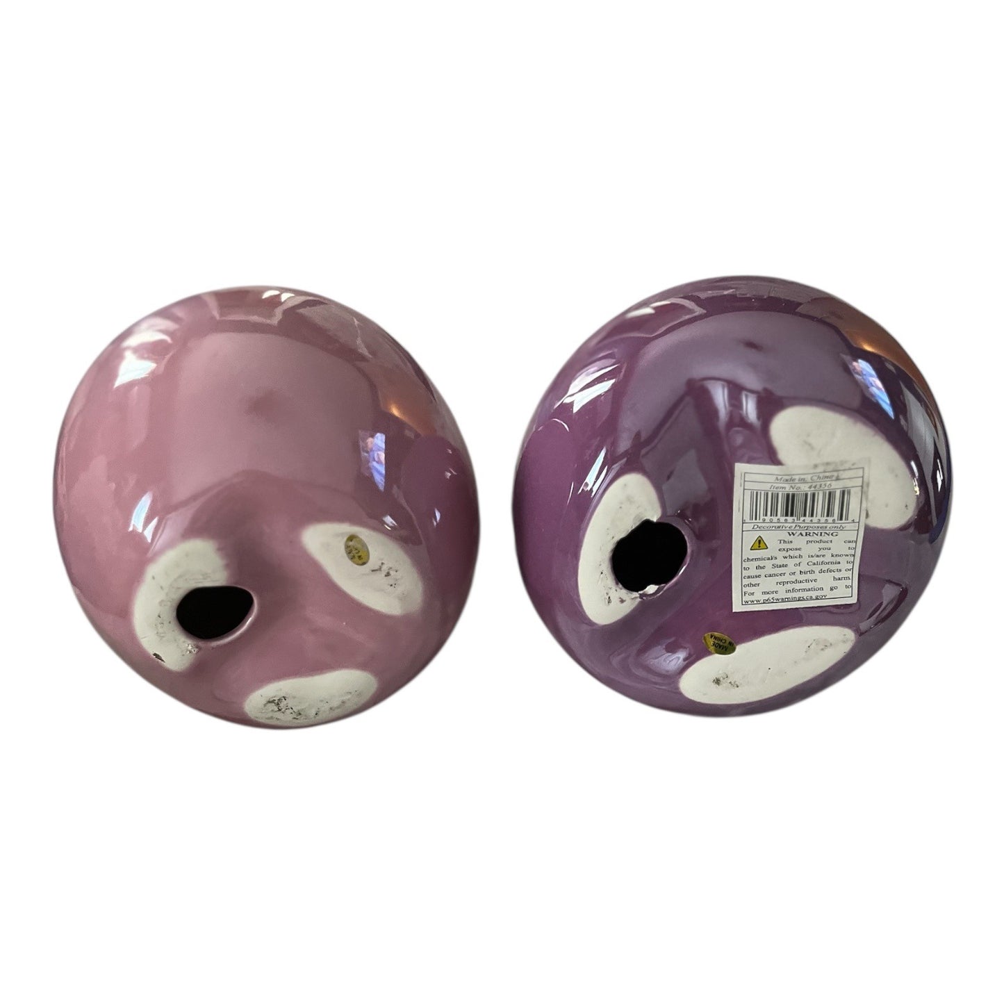 Large Purple Ceramic Pear and Apple Decor Set – Glossy Finish with Realistic Stems