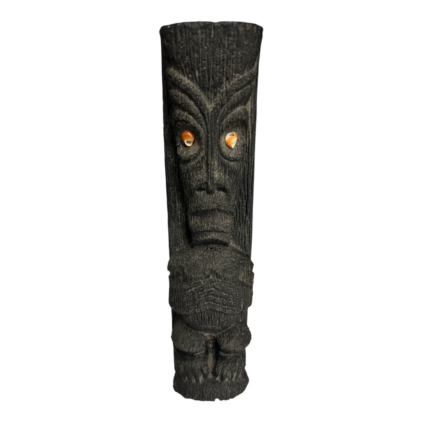 Vintage Coco Joe’s 6” Tiki God Figurine – Hawaiian Lava Rock with Shell Eyes – Polynesian Statue – 1960s Souvenir