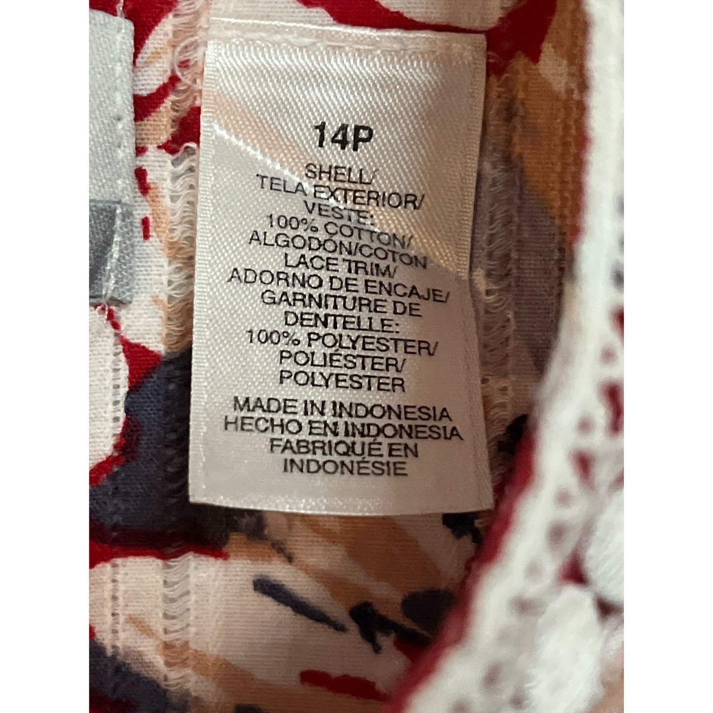 Alfred Dunner Petite Y2K Red Floral Lace Trim Blouse 14P