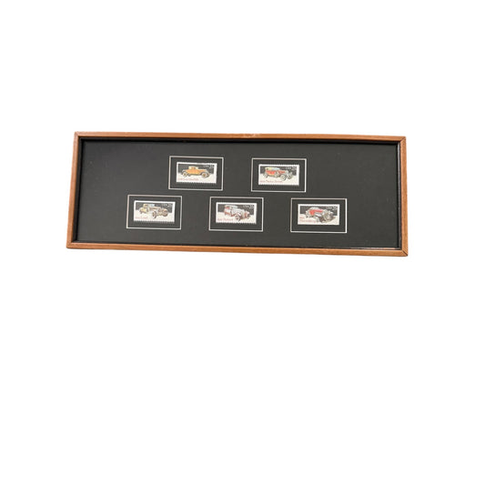 Vintage 1988 USPS Classic Cars Framed Stamp Set Packard Duesenberg Cord 14"