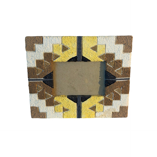Southwestern Geometric Picture Frame Tribal Style Brown Yellow White 6x5