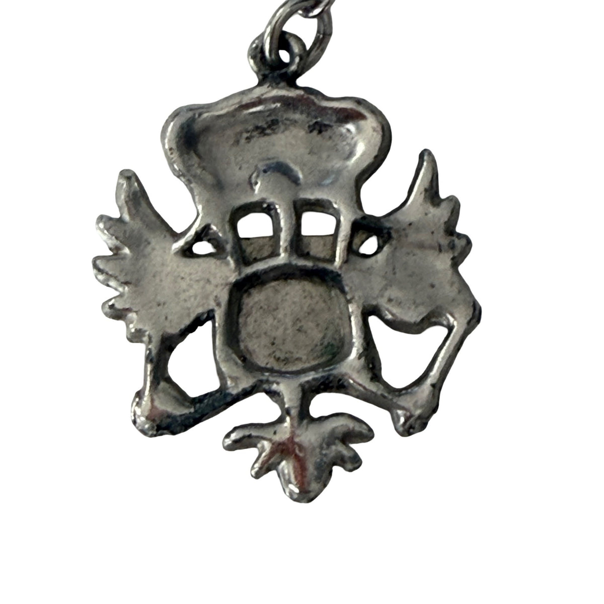 Vintage Heraldic Coat of Arms Silver Tone Enamel Pendant Necklace 18 Inch