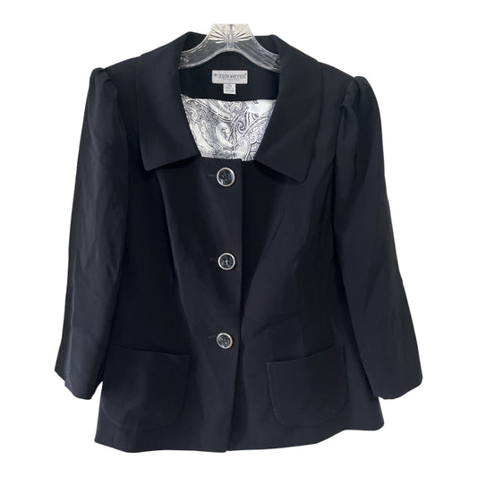 John Meyer Black Blazer 14W – Satin Paisley Lining, 3/4 Sleeves, Plus Size