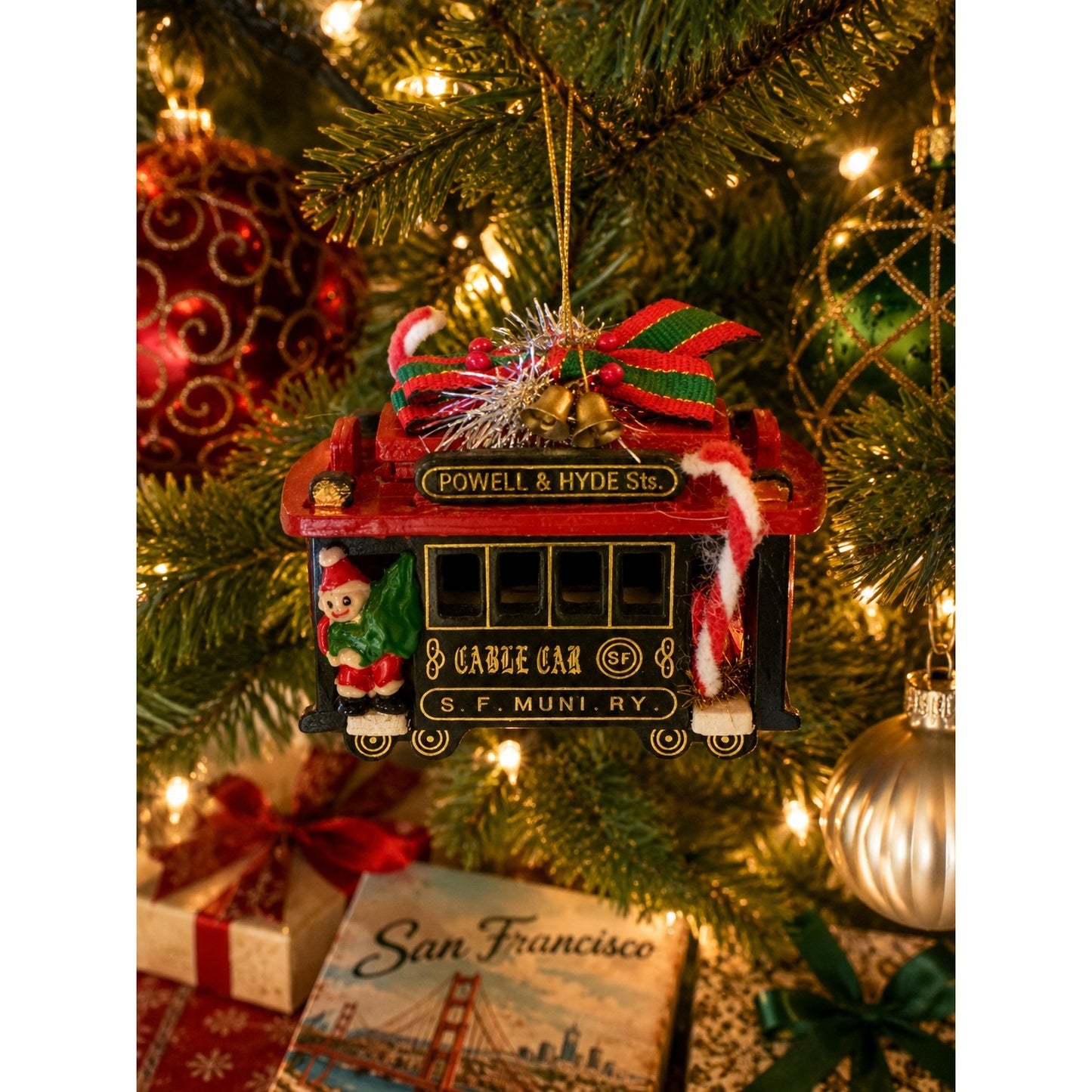 Vintage San Francisco Cable Car Christmas Ornament Powell Hyde SF Muni Railway JEC
