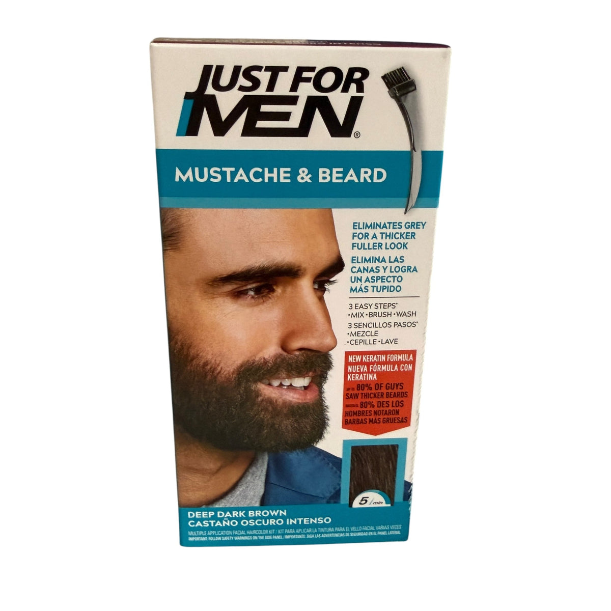 Just For Men Mustache Beard M-46 Deep Dark Brown Hair Color Kit New Sealed