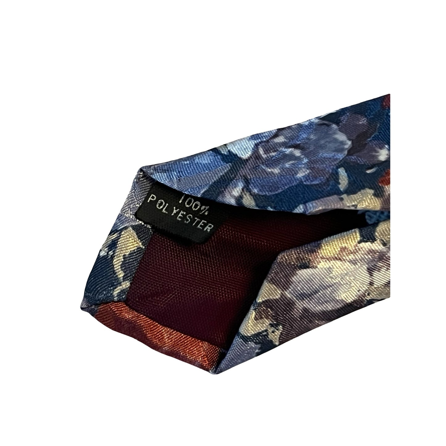 Gino Pompeii Floral Neck Tie Blue Red Vintage Style 100% Polyester