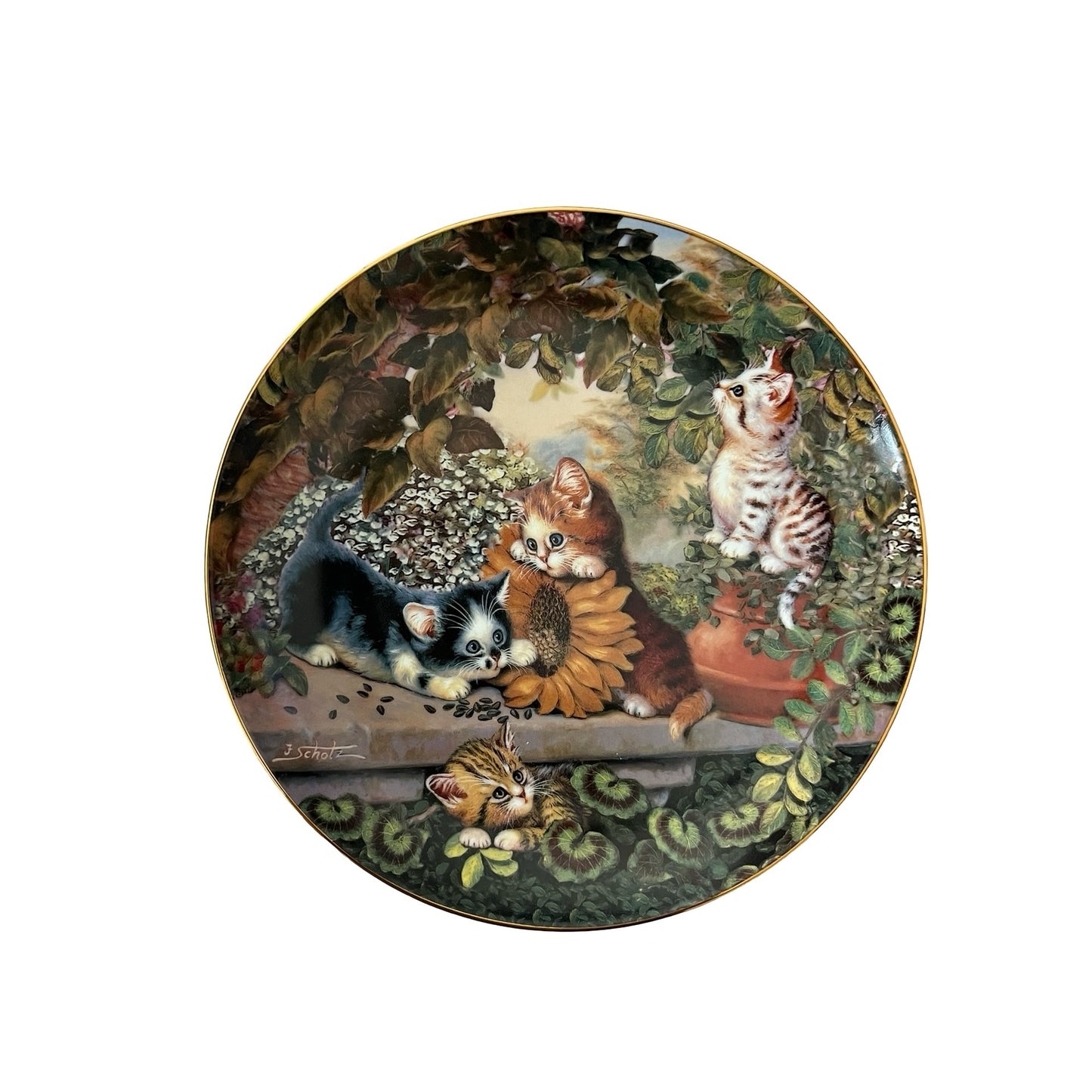 Bradford Exchange Sunny Days Plate Frisky Felines Jürgen Scholz Cat Collector Plate 2001