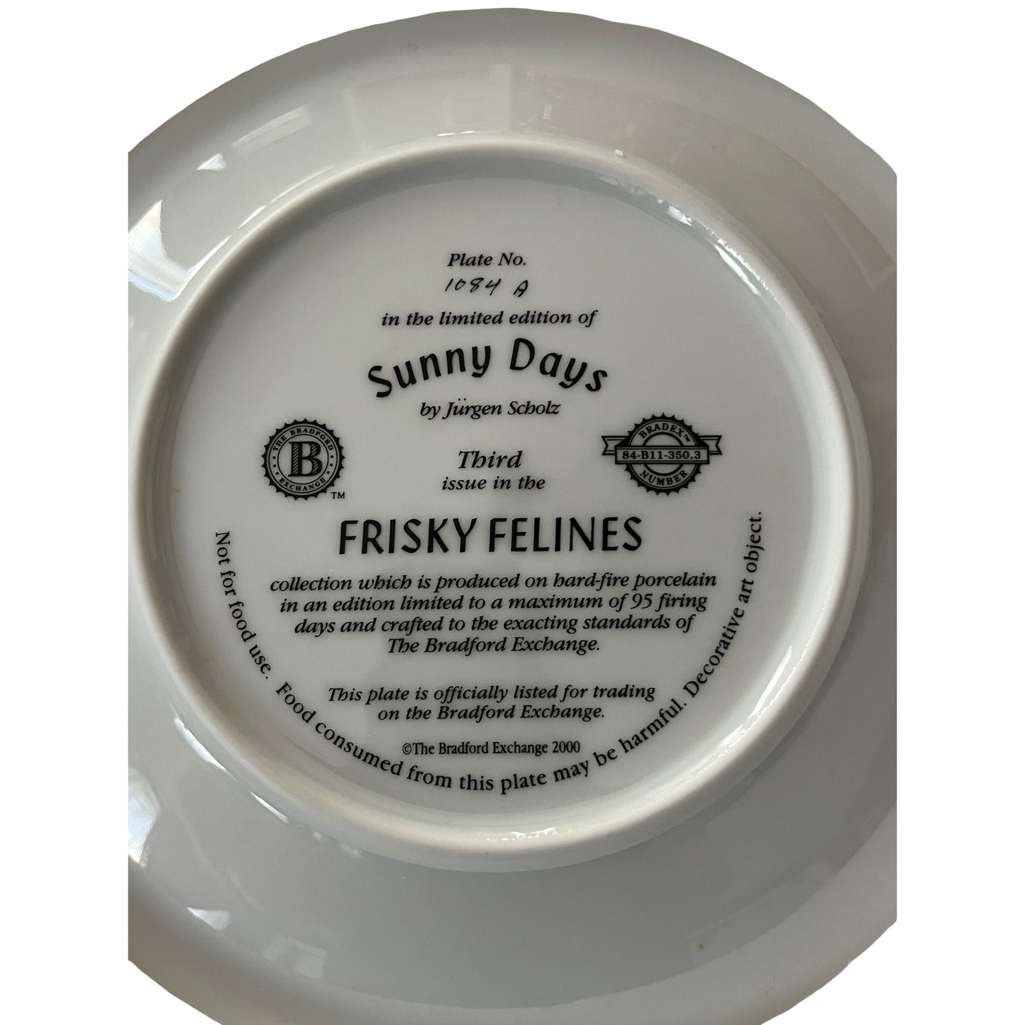 Bradford Exchange Sunny Days Plate Frisky Felines Jürgen Scholz Cat Collector Plate 2001