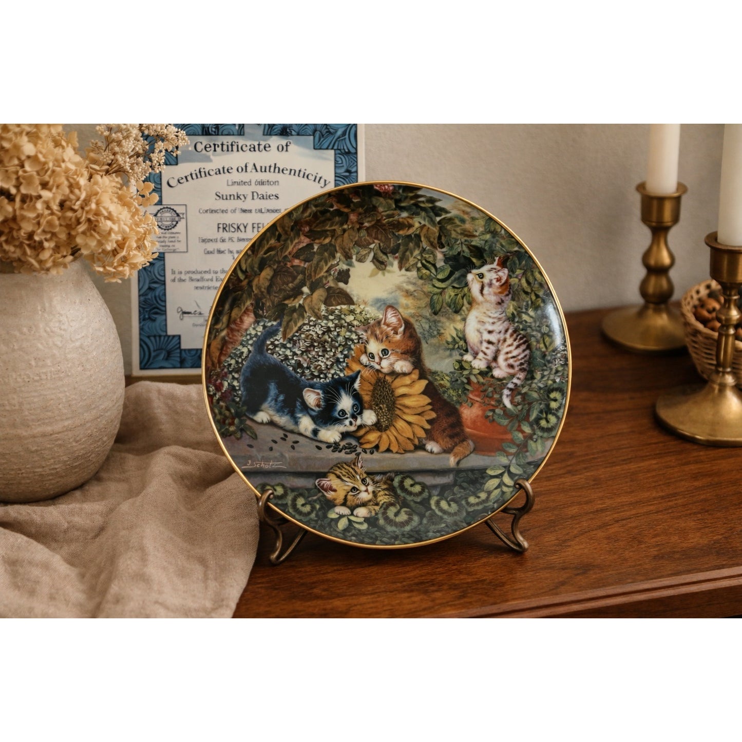 Bradford Exchange Sunny Days Plate Frisky Felines Jürgen Scholz Cat Collector Plate 2001