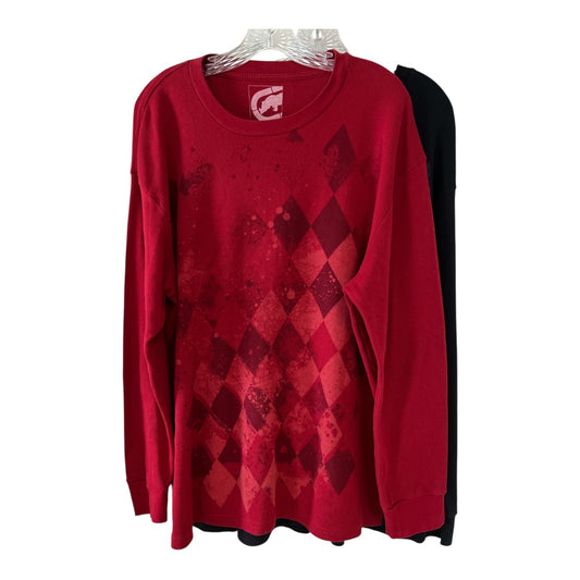 Ecko Unltd. Men’s 2XL Long Sleeve Thermal Shirts – Red & Black Diamond Graphic (Lot of 2)