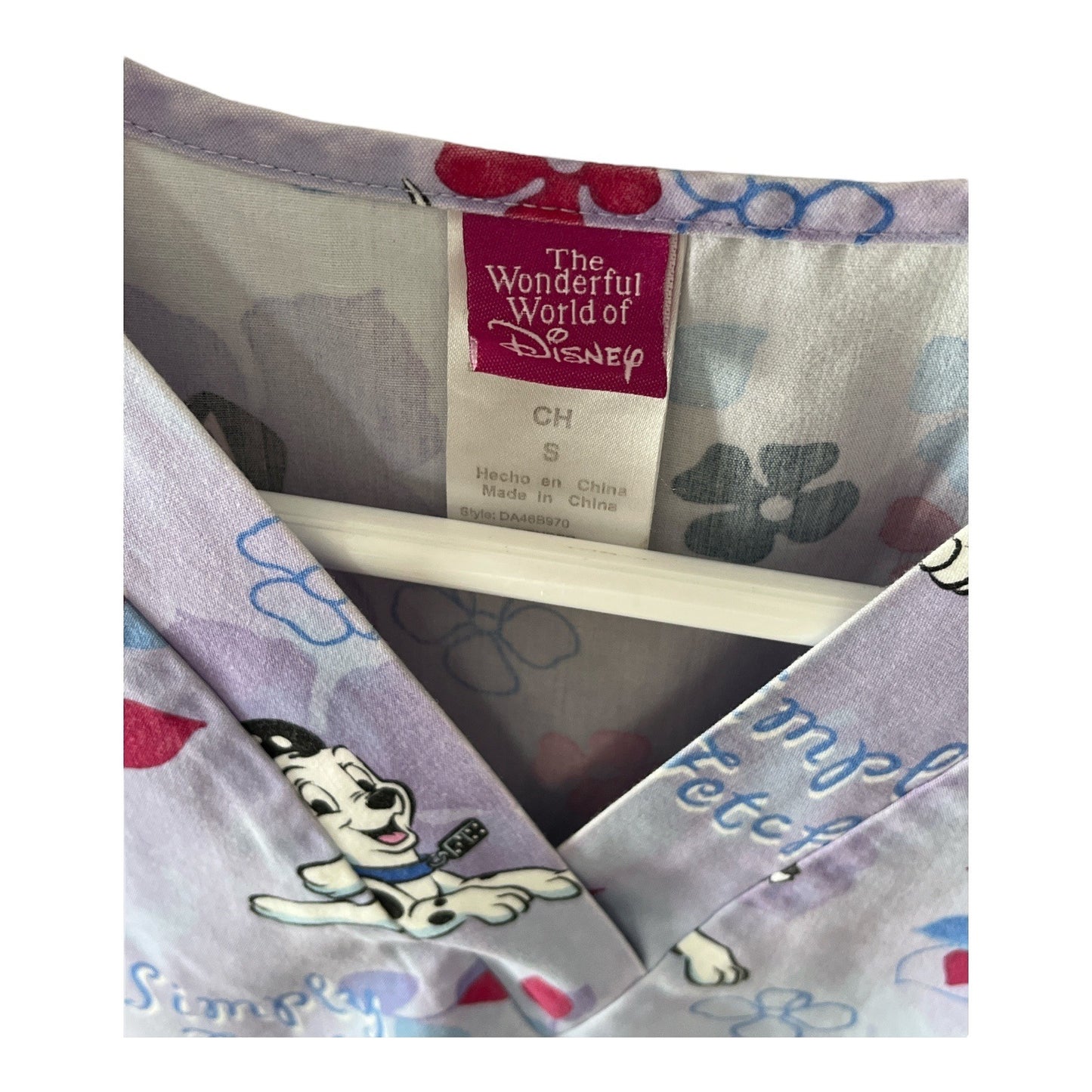 The Wonderful World of Disney Women’s Size Small Scrub Set – 101 Dalmatians “Simply Fetching” Top & Blue Pants