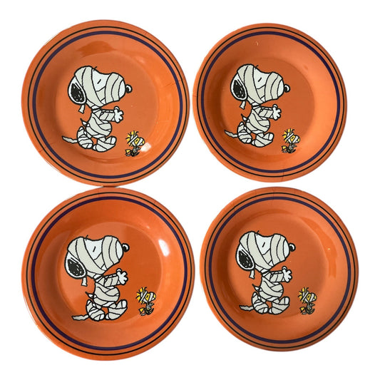 Peanuts Snoopy and Woodstock Halloween Mummy 8" Plates – Set of 4 by Gibson Overseas, 2019