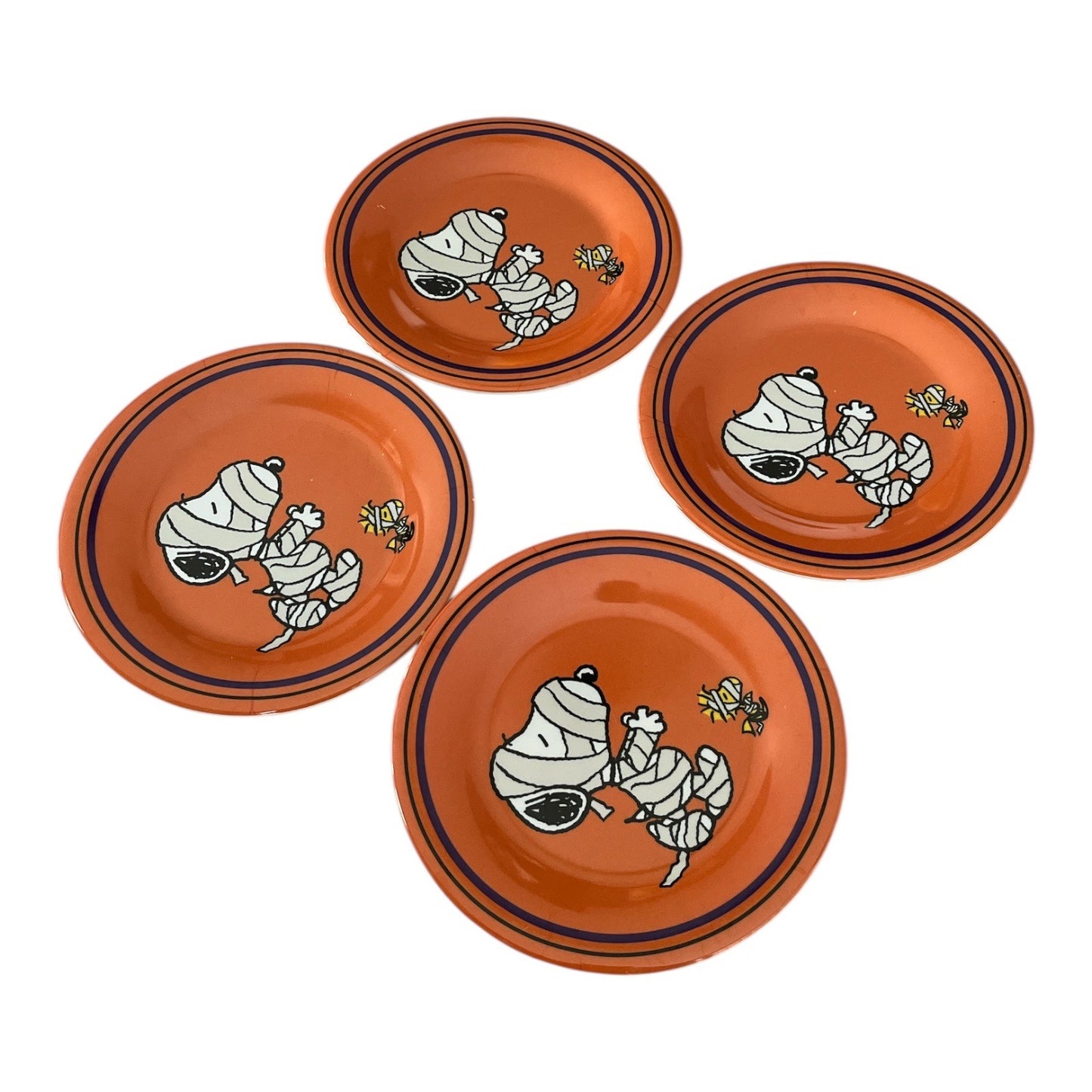 Peanuts Snoopy and Woodstock Halloween Mummy 8" Plates – Set of 4 by Gibson Overseas, 2019