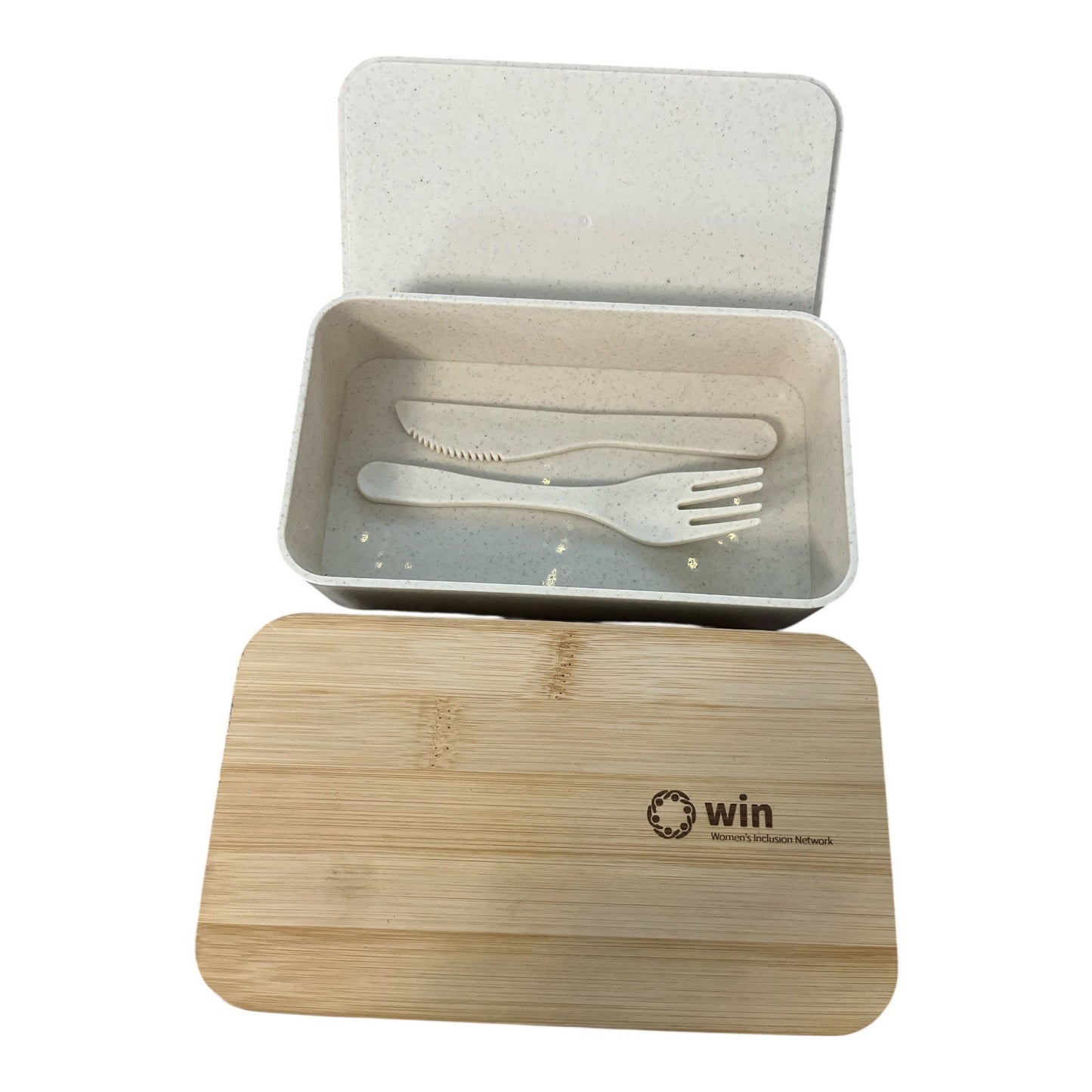 WIN Women’s Inclusion Network Wheat Straw Bento Lunch Box Bamboo Lid Utensils
