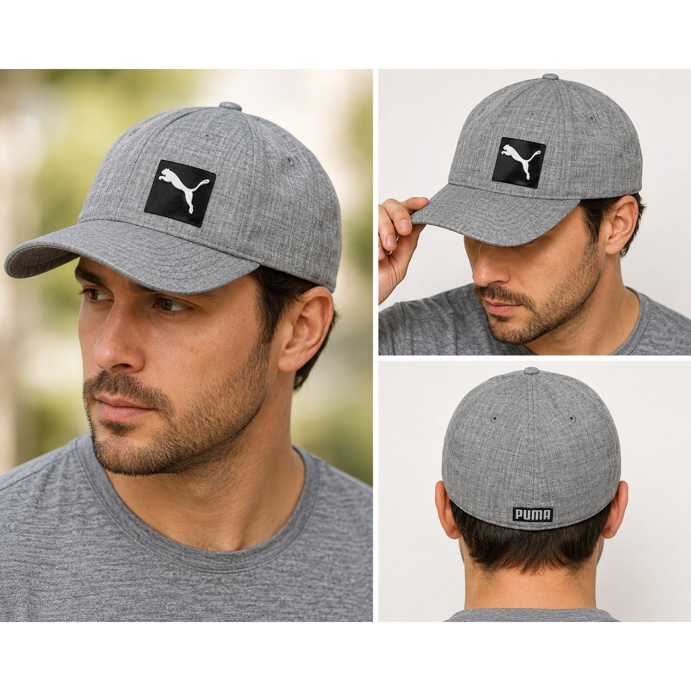 Puma Flexfit Gray Heather Baseball Cap Hat L/XL Stretch Fit Athletic Golf